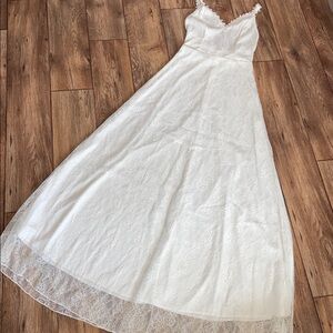 White Lace Long Dress Woman Size Medium 4-6